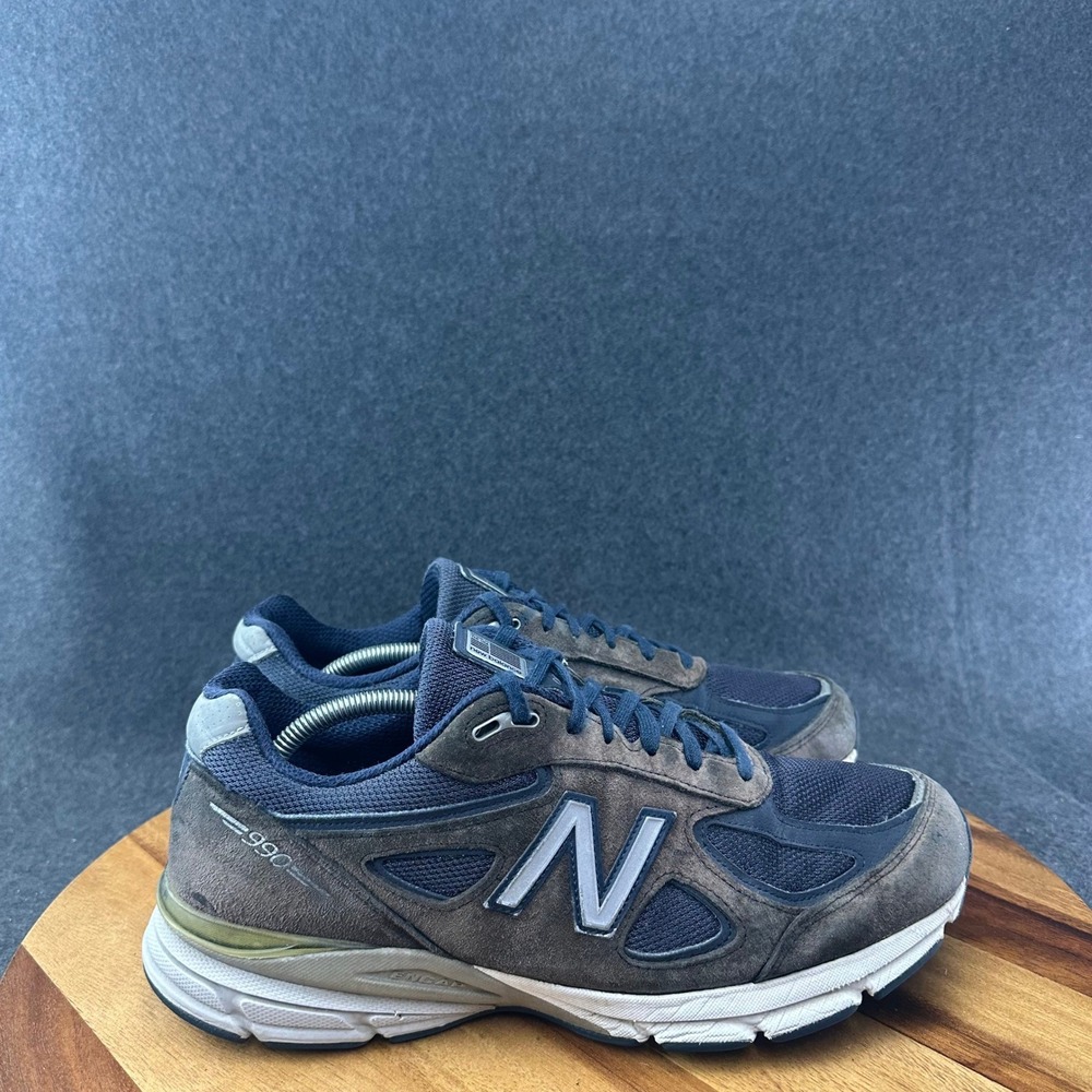 New Balance 990v4 Made USA Navy Gray Suede Low Top Sneakers M990NV4 Mens 11 4E